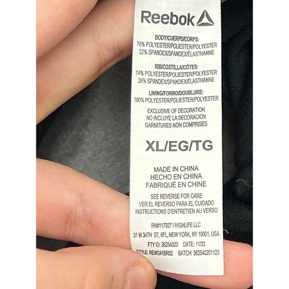 Reebok Sports Bra Women XL Black Ribbed Side Workout Gym Activewear Performance - Picture 7 of 8